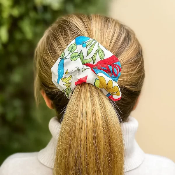 Scrunchies Flores Blanco