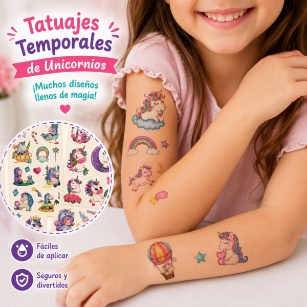 00020MT-3 Tatuajes Unicornio Brillantes