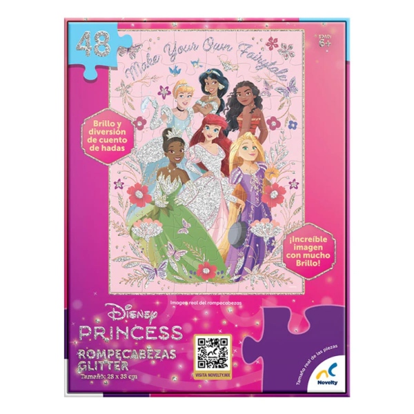 Puzzle glitter princesas - 48 piezas